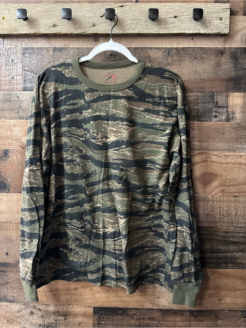 Men's Olive Tiger Stripe Camo Long-Sleeve Shirt